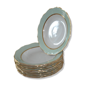 12 assiettes creuses vertes "l'amandinoise"