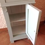 Bedside table in pine, restyled in lime green
