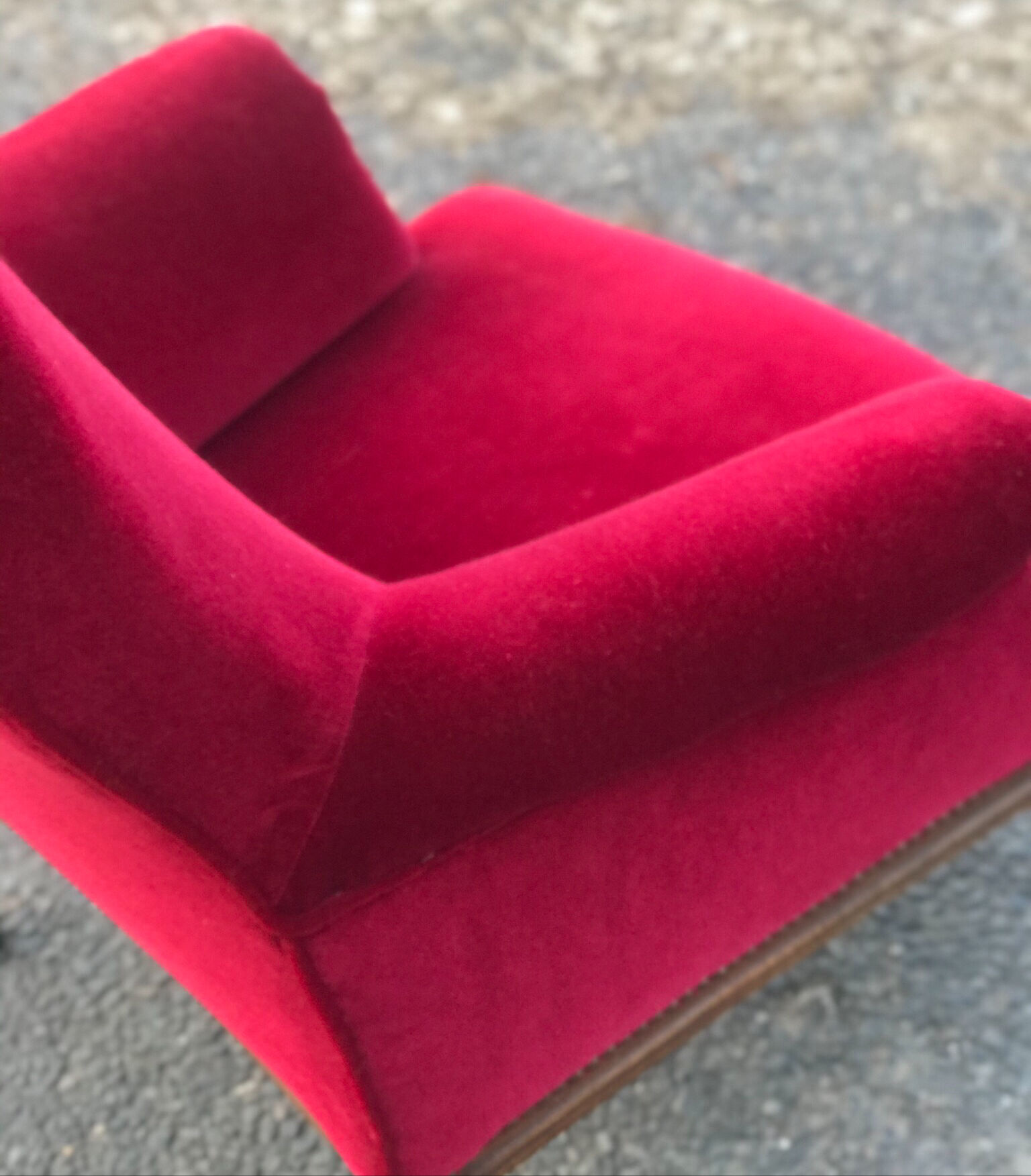 Red velvet English armchair