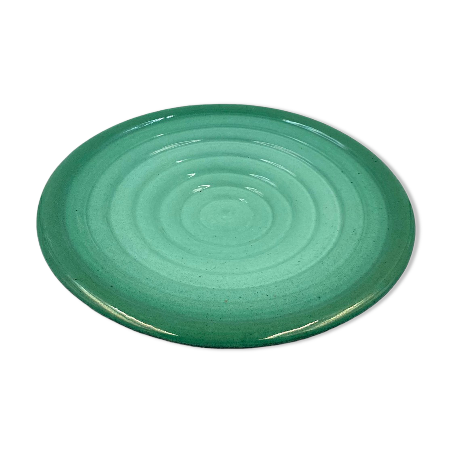 Midcentury green ceramic plate, Giuseppe Mazzotti, Albisola, Italy 1960s