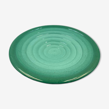 Midcentury green ceramic plate, Giuseppe Mazzotti, Albisola, Italy 1960s