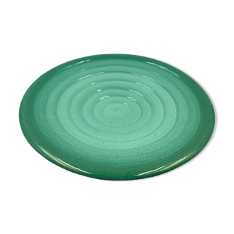 Midcentury green ceramic plate, Giuseppe Mazzotti, Albisola, Italy 1960s