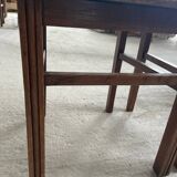 Pair of carved wooden chairs with pink velvet seat ART DECO