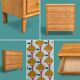 Commode pieds compas et chêne brut massif  1960