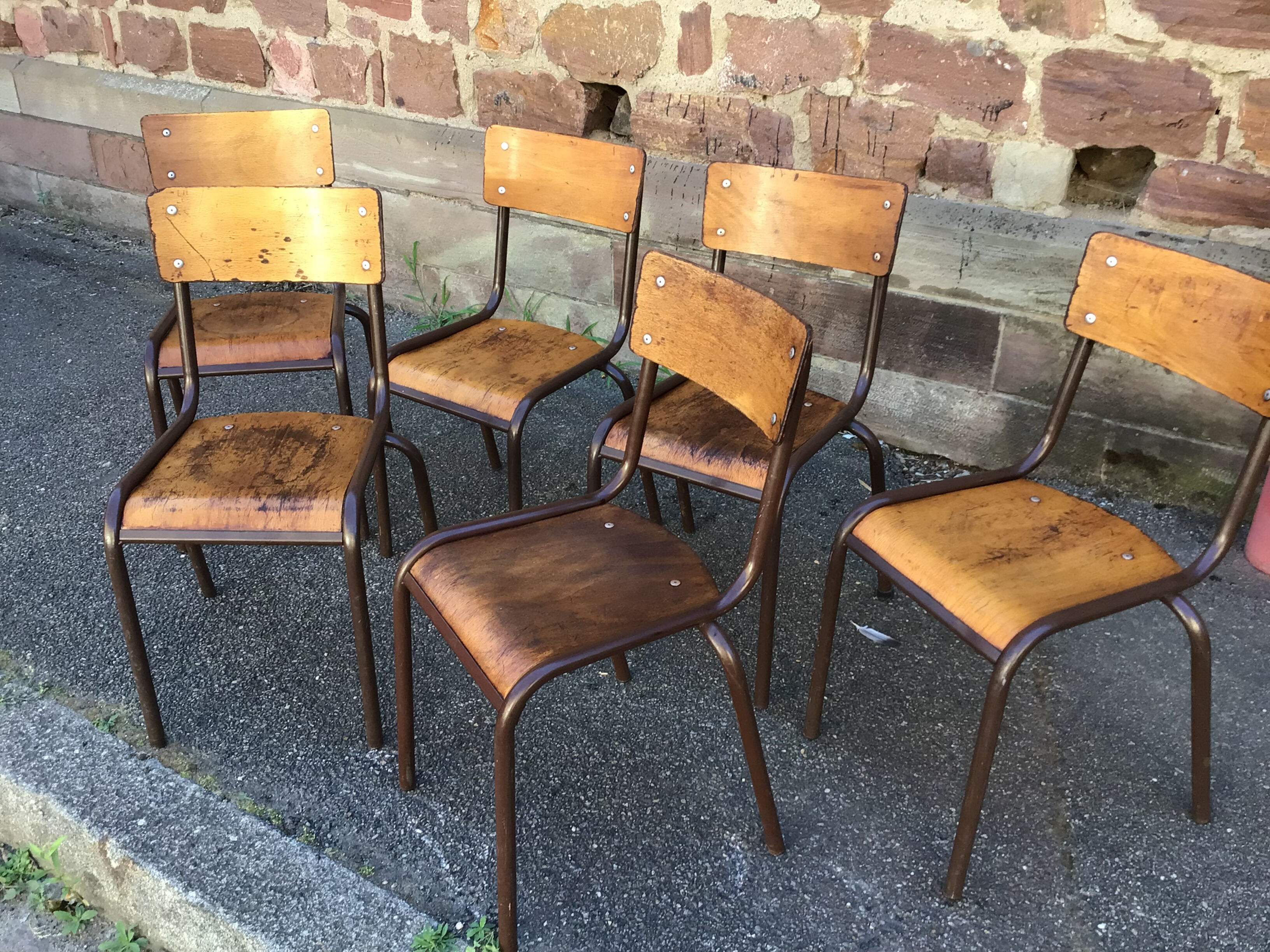 Set of 6 vintage school industrial school chairs