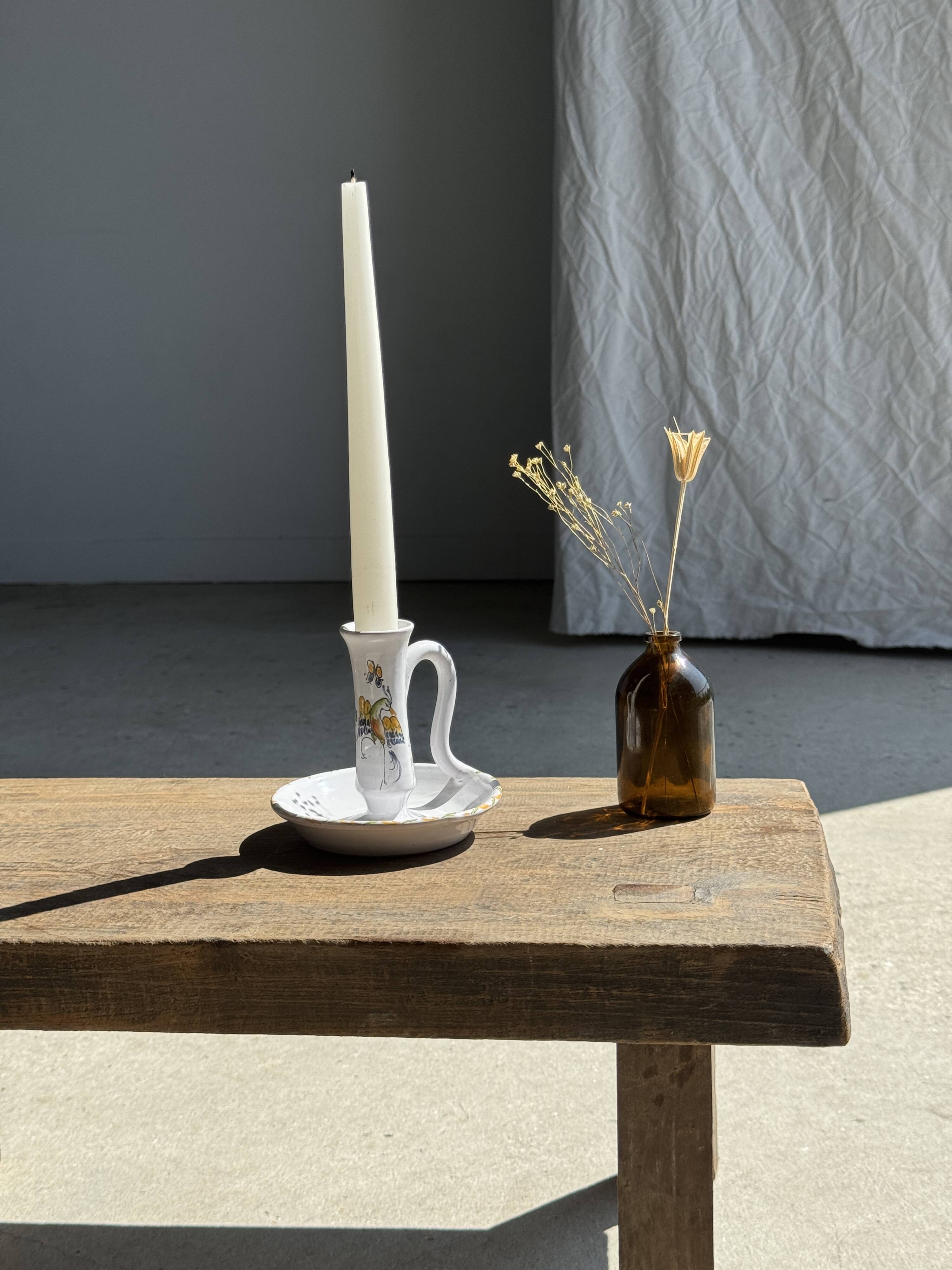 Small terracotta hand candle holder Moustiers H11.5 D12