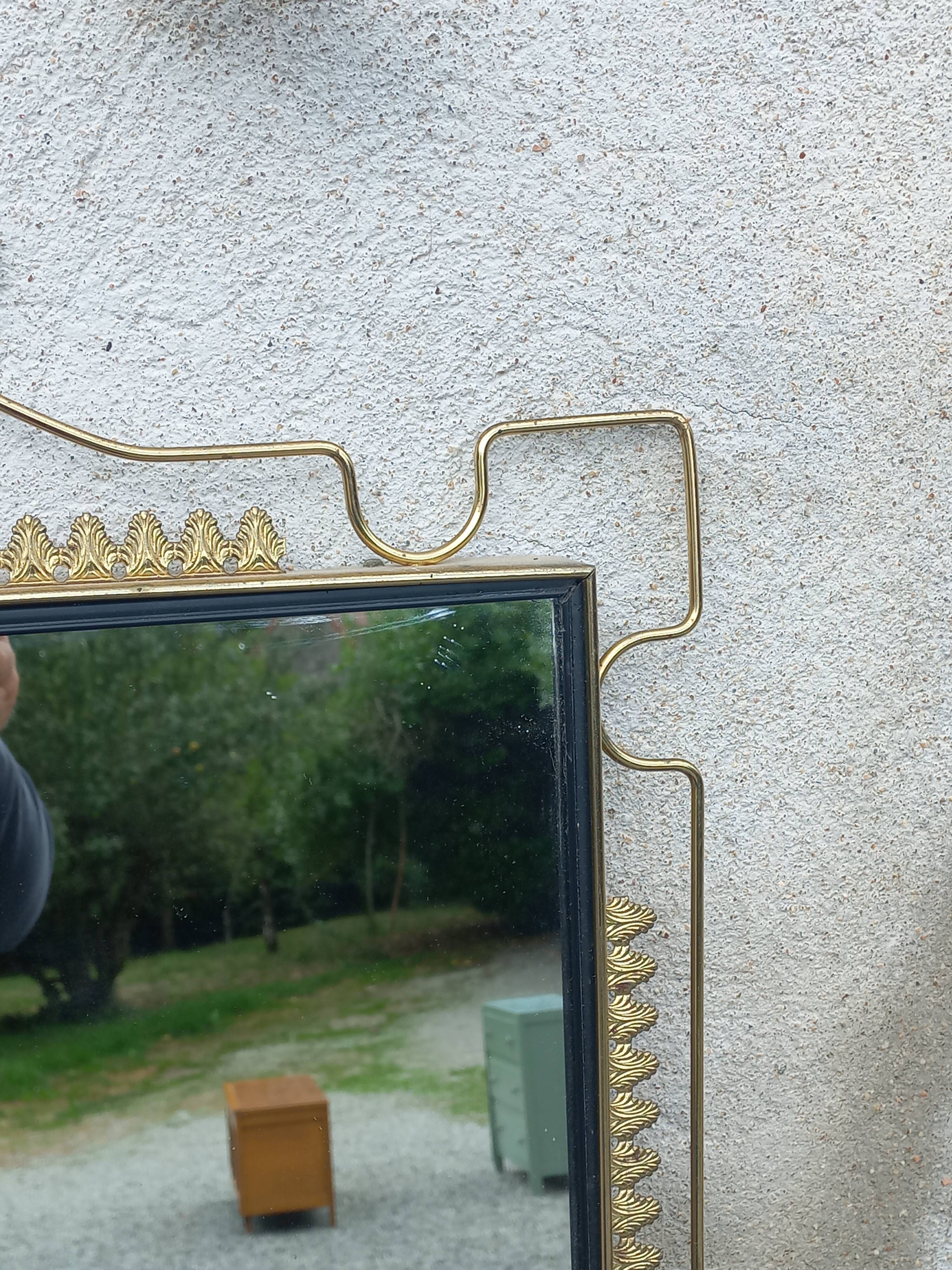 Vintage 1950s neoclassical style gold metal mirror