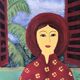 Painting oil Japanese interior scene