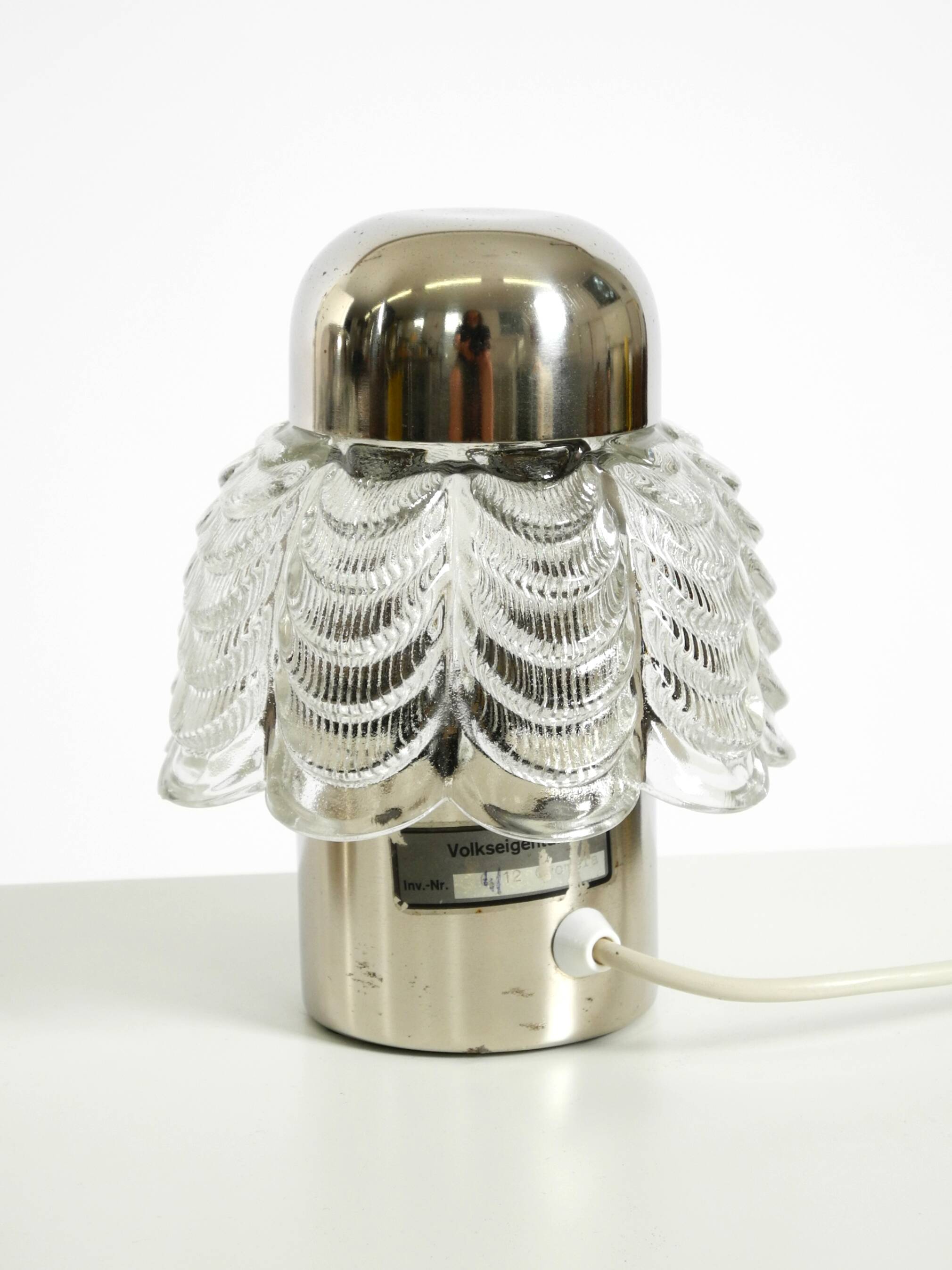 Two large, rare 1960s metal and glass table lamps by VEB Narva Leuchtenbau