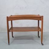 Danish teak bar cart with tray by Poul Hundevad, 1960s