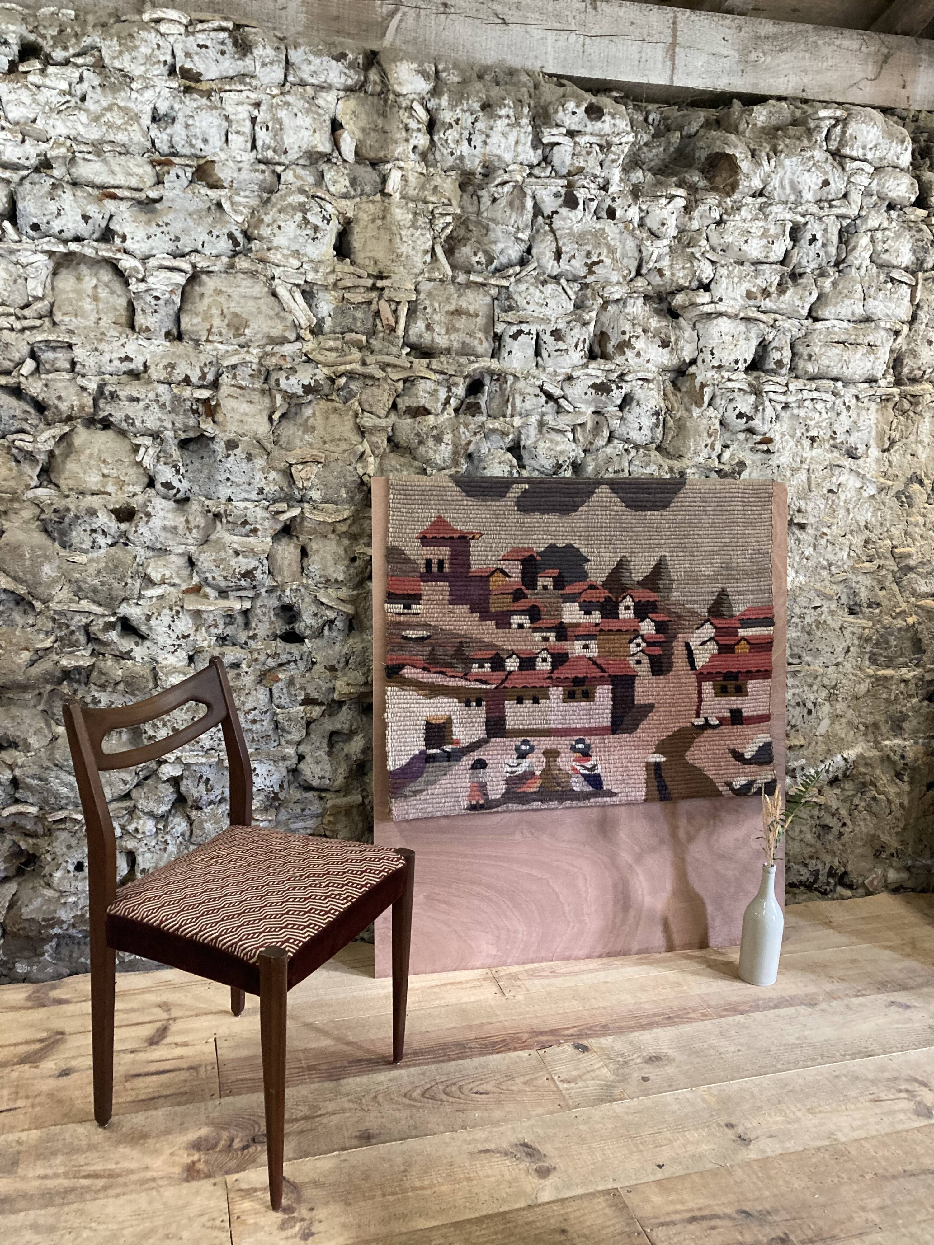 Peruvian tapestry 60/70 in alpaca wool - vintage peruvian handicraft