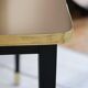 Dining Table, High Gloss Laminate, Brass, Tapered Legs, Navy Blue - XL