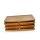 Veneered burl walnut chest of drawers with light warm brown glass top