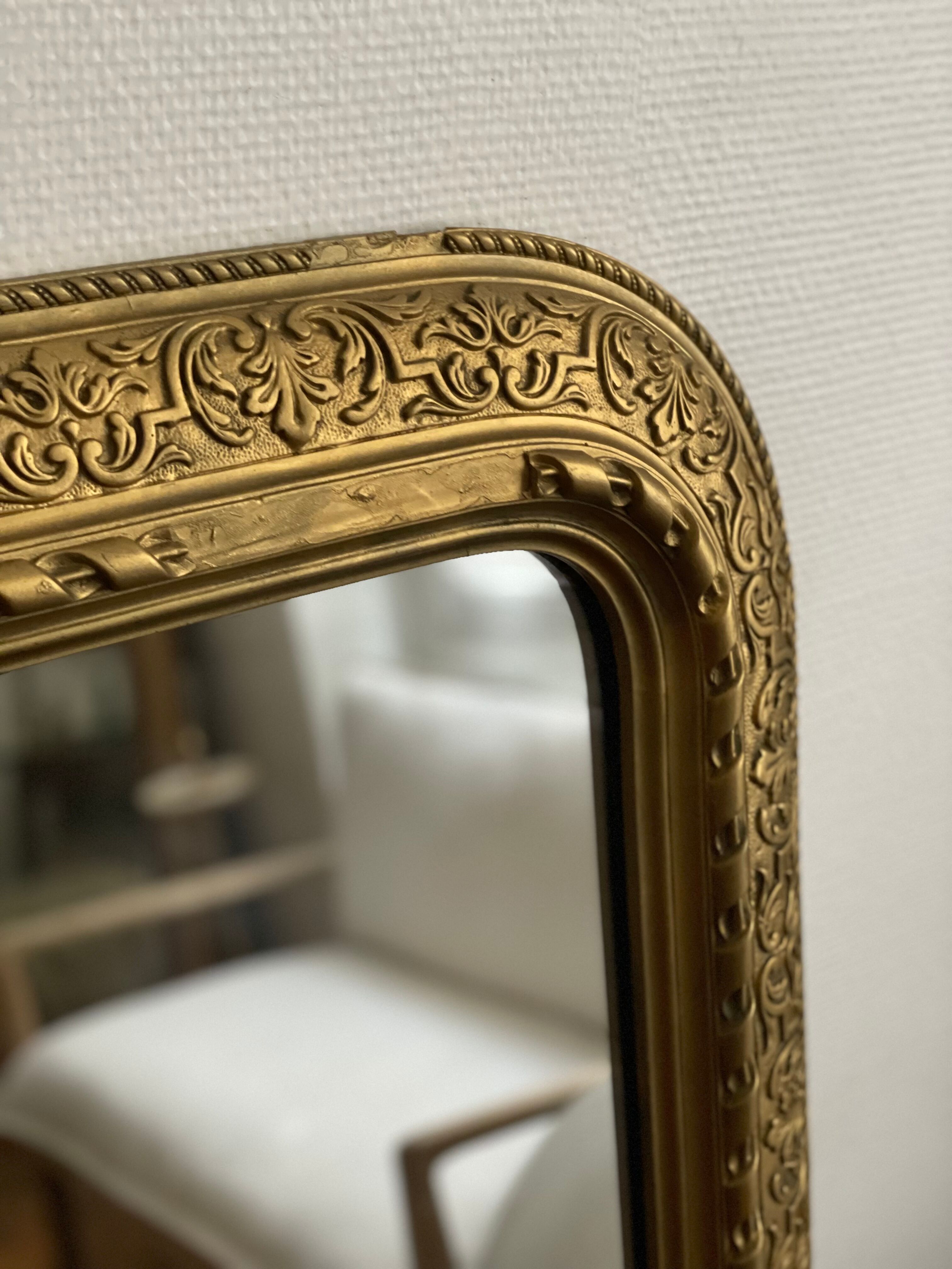 Old mirror louis Philippe gilded carved fireplace