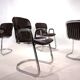 Set of four Cidue leather chrome cantilever chairs by Willy Rizzo, 1970