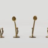 Set of 4 Adolf Loos brass art nouveau wall hooks, Vienna, Austria ca. 1910