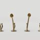 Set of 4 Adolf Loos brass art nouveau wall hooks, Vienna, Austria ca. 1910