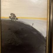 Oil painting - trees on the hill