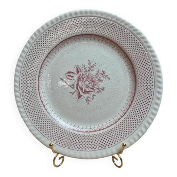 Large Lunéville plate English Style – Bordeaux rose decor – English cottage spirit