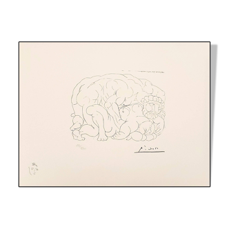Pablo Picasso, lithographie originale, Suite Vollard, 1973: L’étreinte