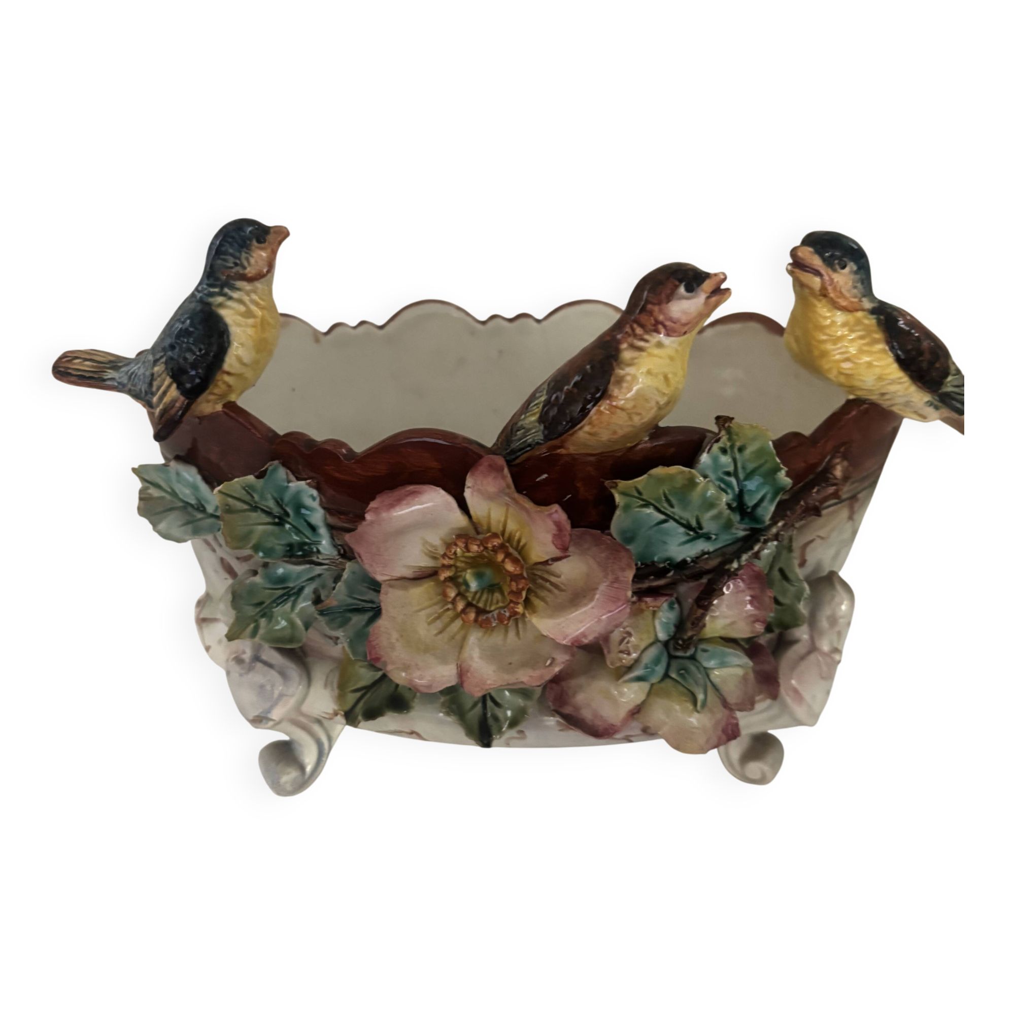 Glazed ceramic planter – Plant & bird decor