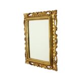 French Gilded Mirror Gold Leaf Baroque Style Rectangular 1950s