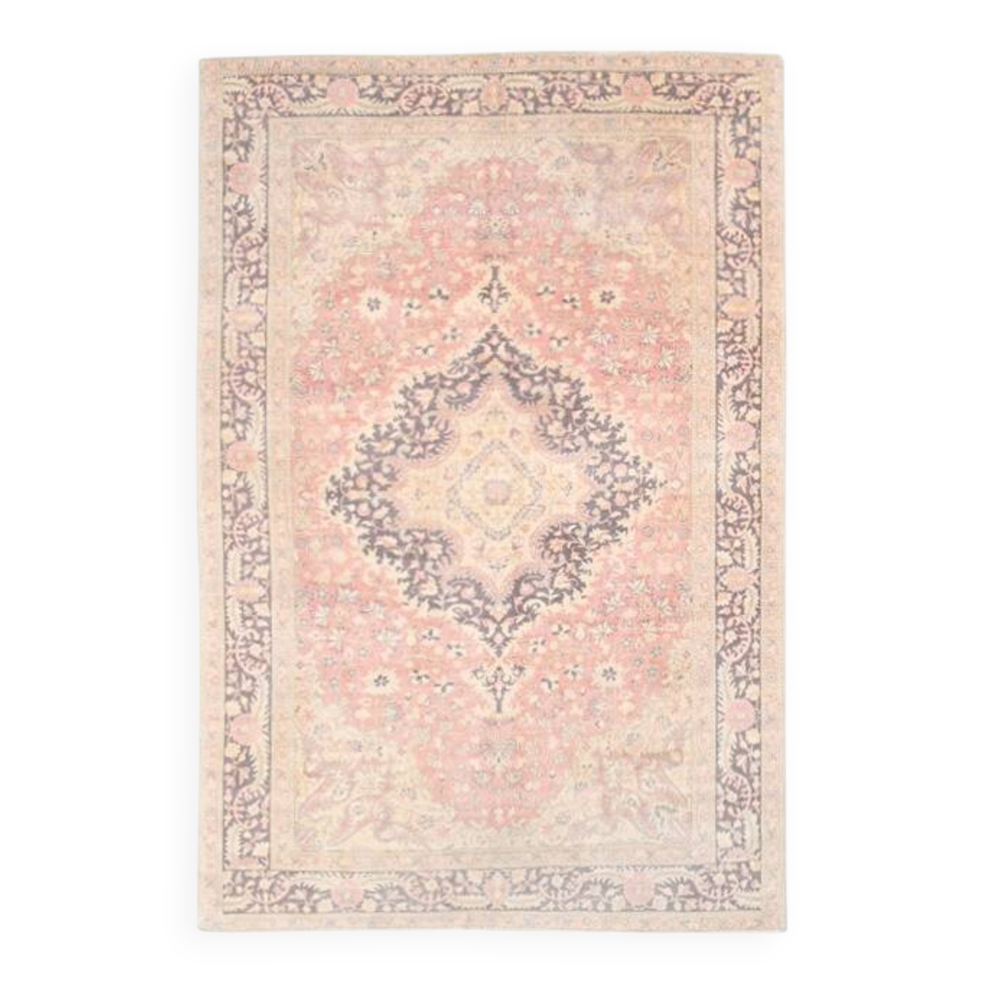 5x7 Peach Red Oriental Persian Rug, Living Room Rug, 144x216Cm