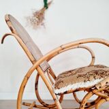 Rocking-chair cannage et assise tapissée
