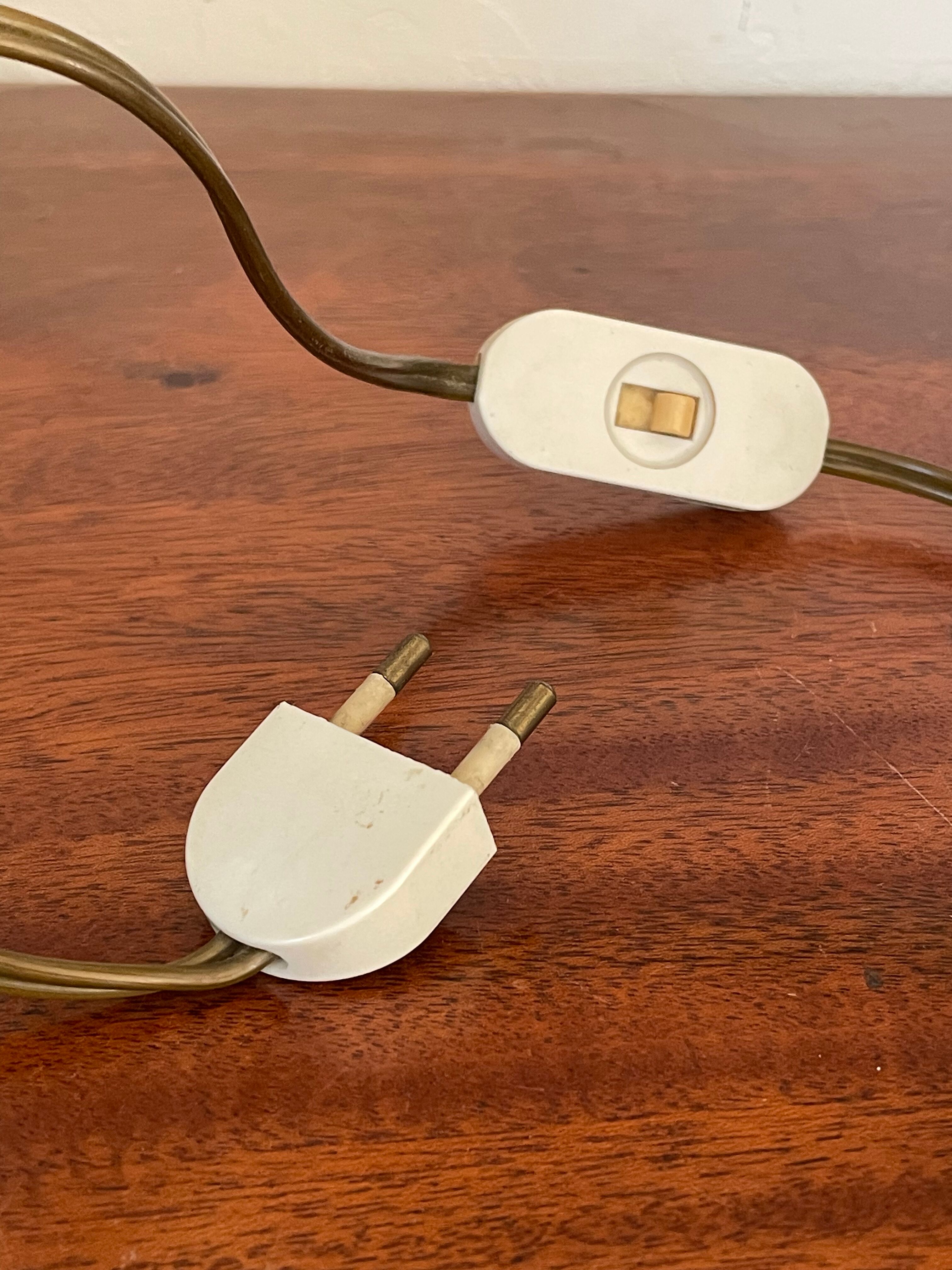 Pair of brass and mother-of-pearl lamps