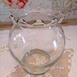 Vase ball cast glass corrugated collar