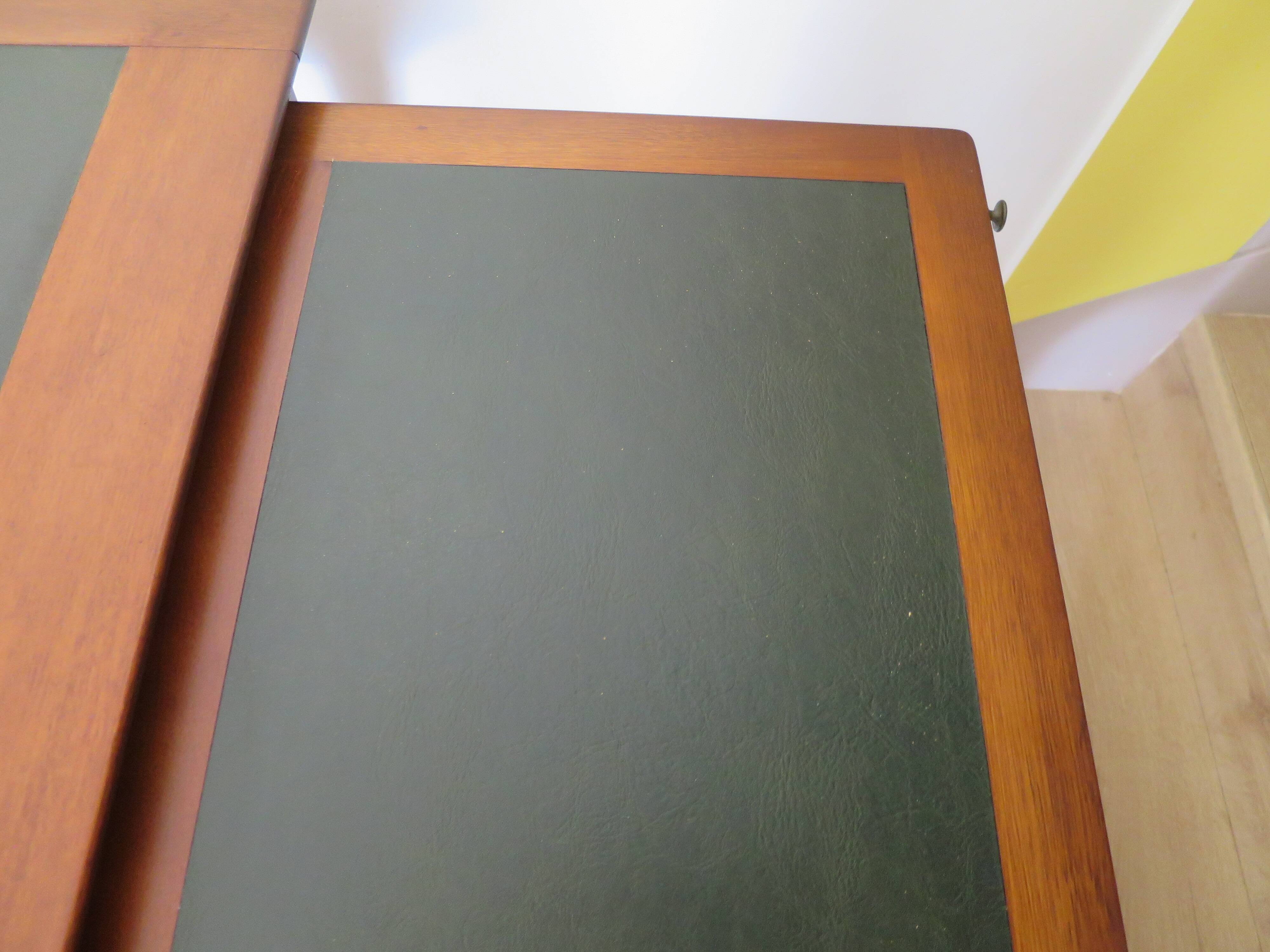 minister's desk - 2 drawers - solid wood - faux leather writing pad - Louis Philippe
