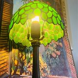 Vintage Tiffany Inspiration Lamp and Green Shade | Green Foliage Shade