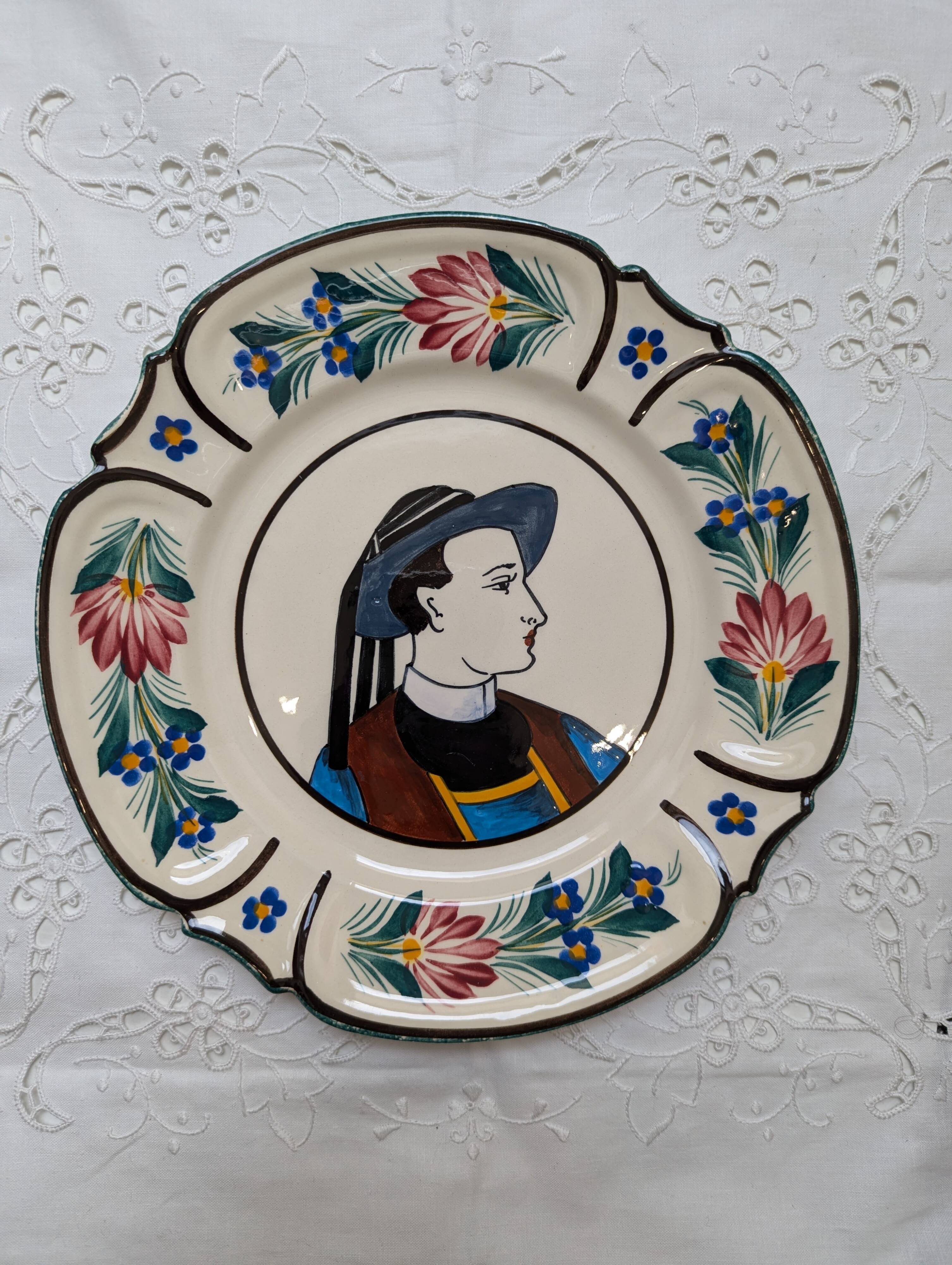 Old Breton HB Quimper plate