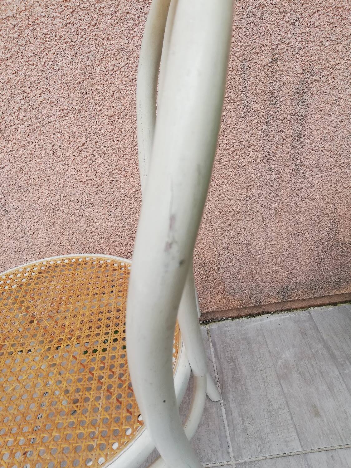 Lot of three Vintage ecru natural cane bistro chairs