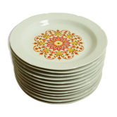 12 vintage hollow plates made of Vierzon porcelain