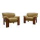Mobil Girgi walnut wood armchairs 1970s, set of 2