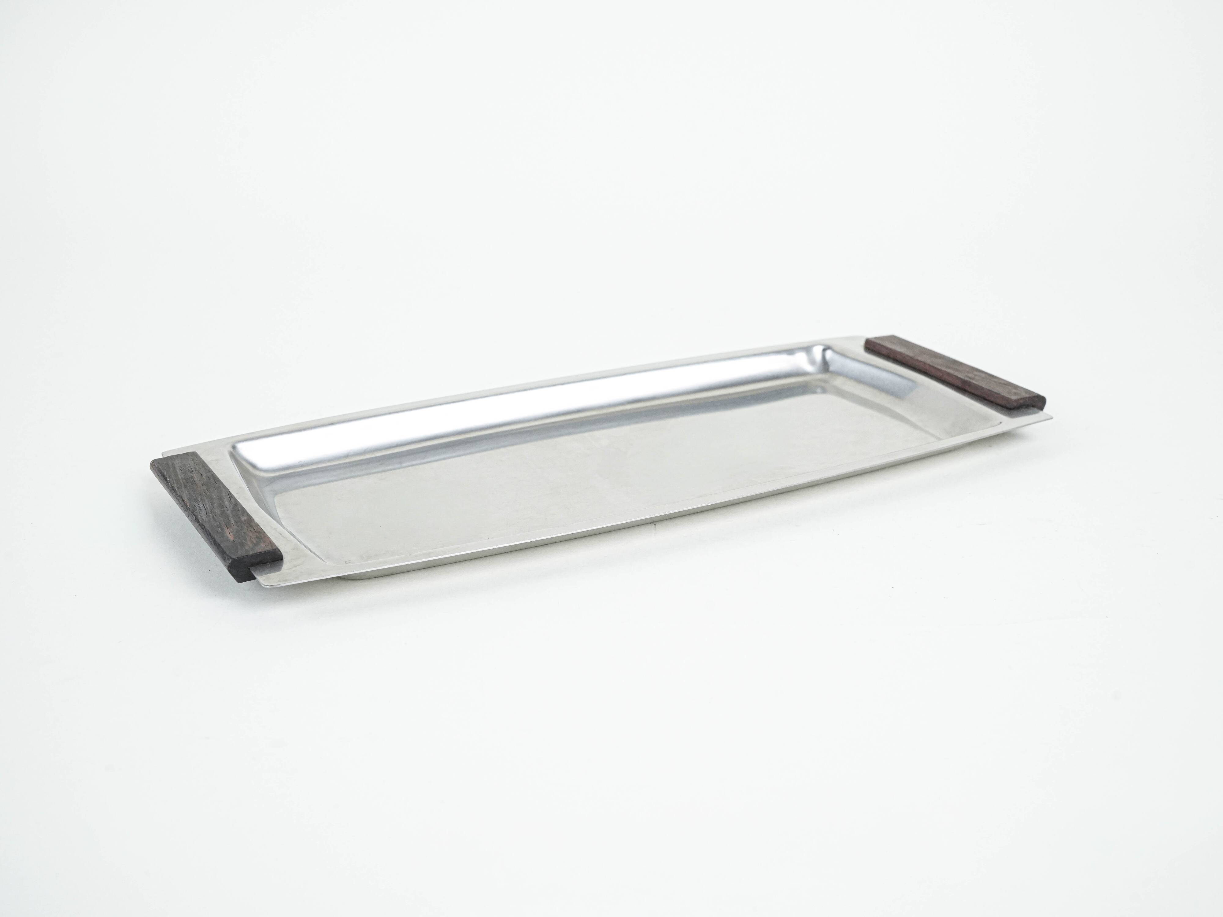 Plateau en acier inoxydable, design danois, années 1970, fabriqué au Danemark