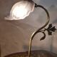 Art Nouveau bronze petal lamp with molded glass 28x34