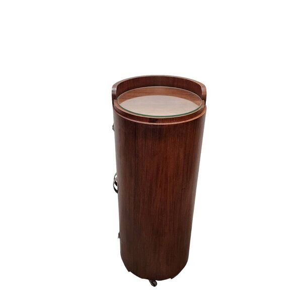 Mobilier de bar rond en acajou de style Art déco français, années 1920/30