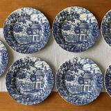 7 assiettes anciennes en faïence de Staffordshire