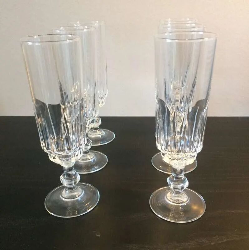 Old crystal champagne flutes