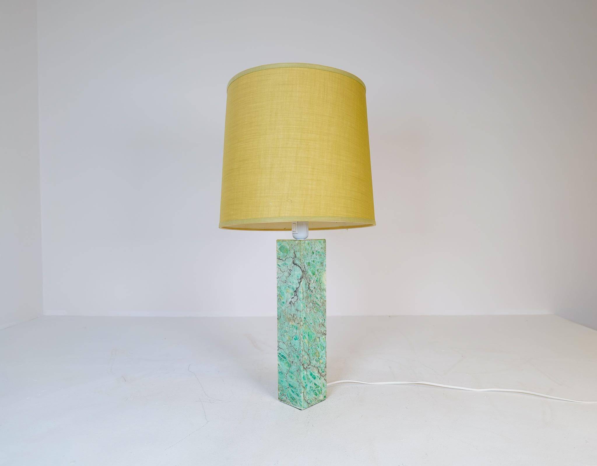 Mid-century green marble table lamp by Bergbom, Sweden, 1960s.