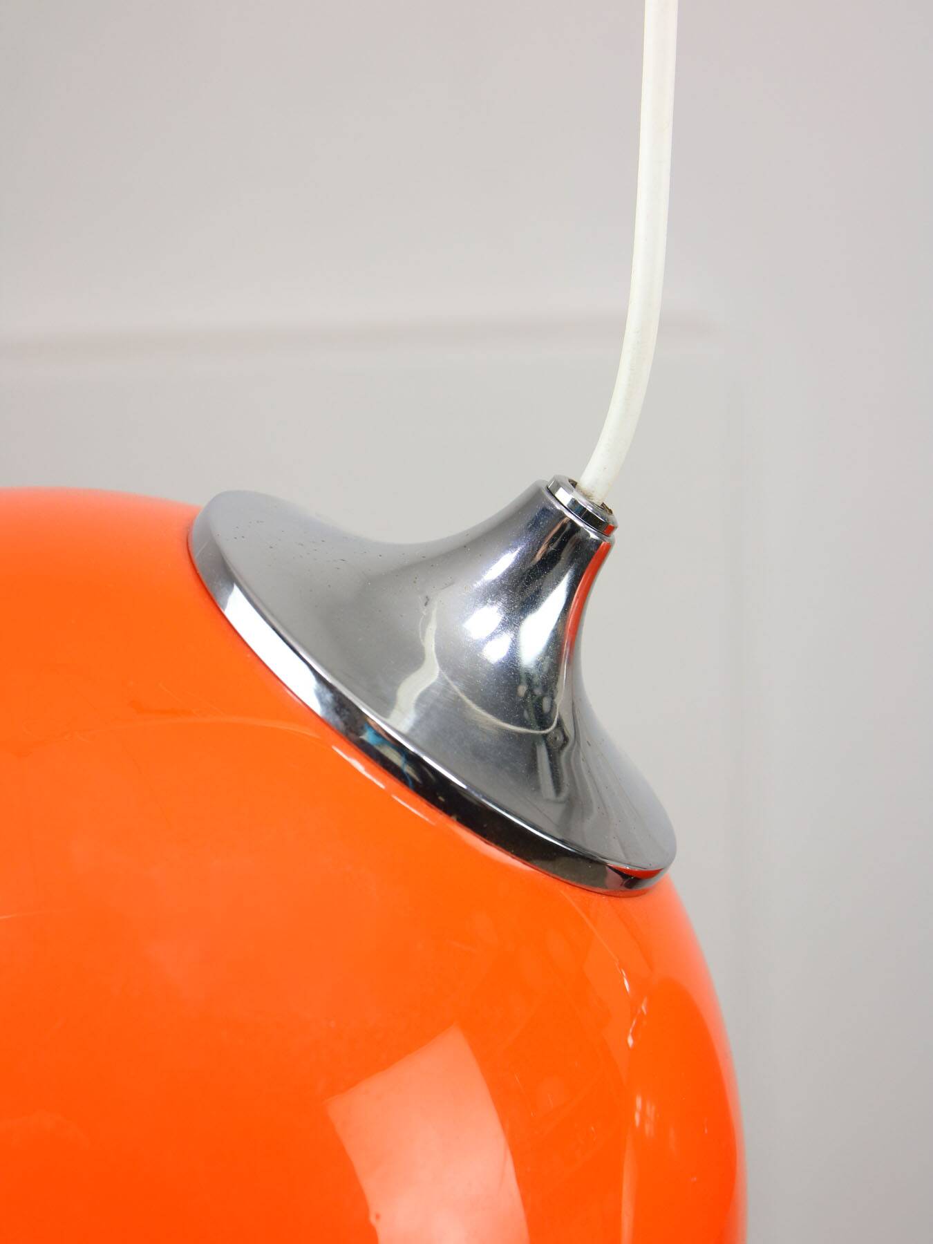 Space Age Italian Orange Pendant Lamps, Set of 2