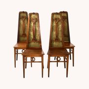 4 Chaises art&craft, Angleterre, fin19eme.
