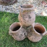 Pot de fleurs multiple en terre cuite, terracotta 1960