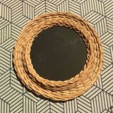 Vintage Wicker round mirror 42x42cm