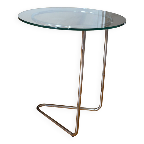Table d'appoint ou bout de canapé vintage métal et verre