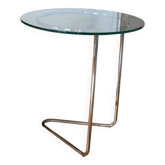 Table d'appoint ou bout de canapé vintage métal et verre