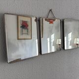 Vintage 1960 triptych mirror barber Mirbel blue Klein lizard imitation - 27
