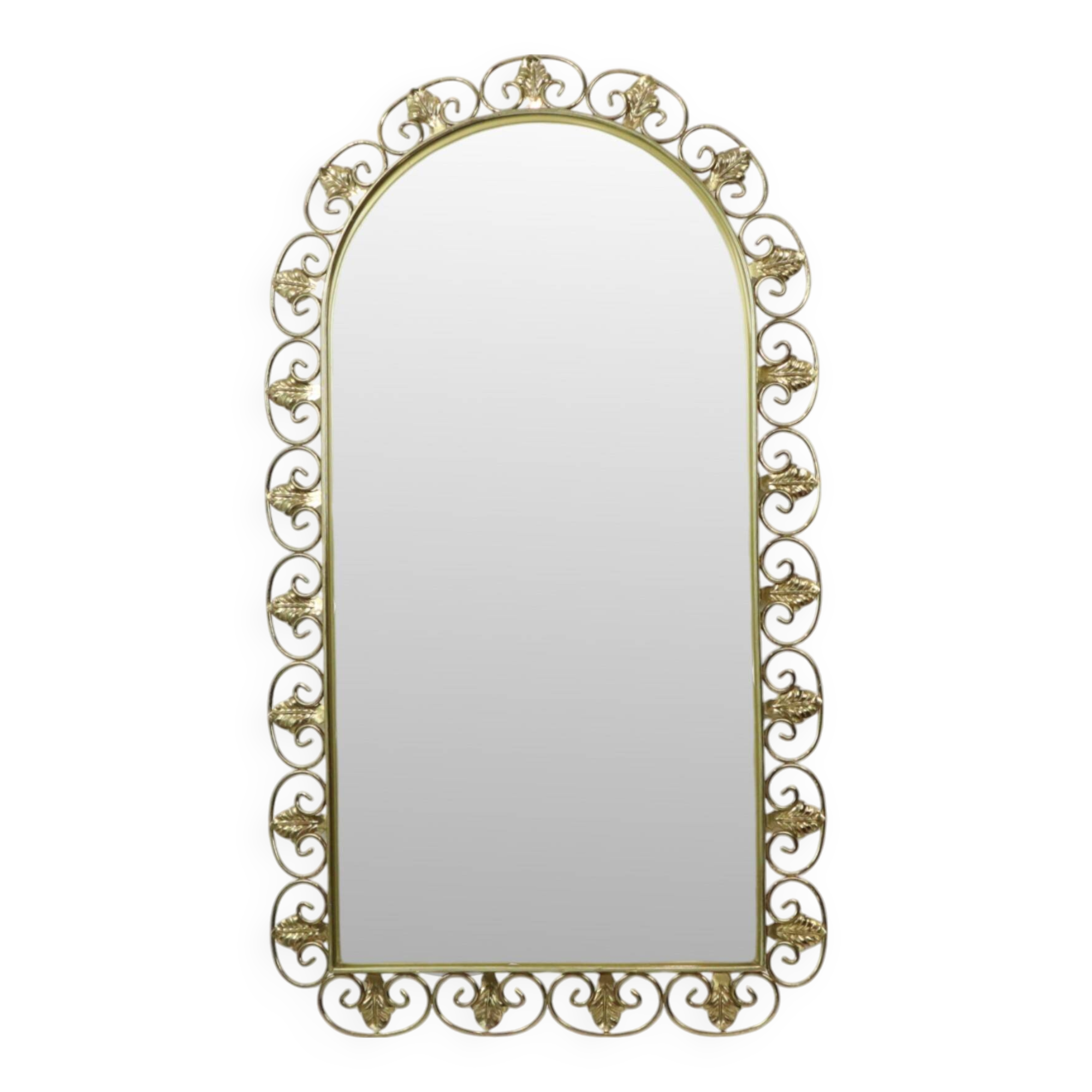 Miroir Deknudt Vintage Doré Métal Cuivré Acanthe